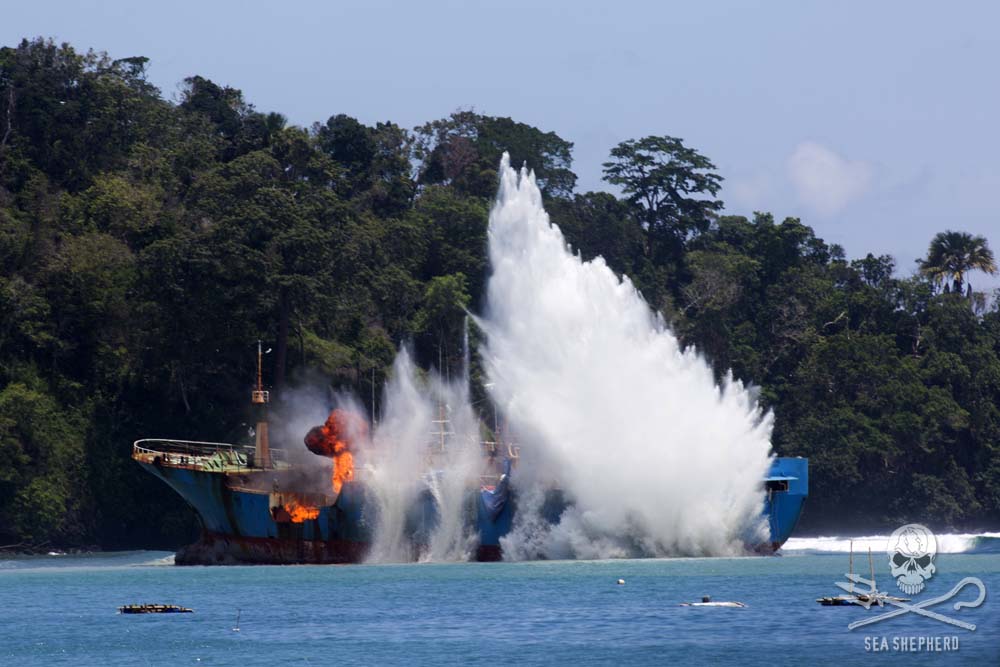 PHOTOS: Indonesia Blows Up Notorious Poaching Vessel ‘Victory’