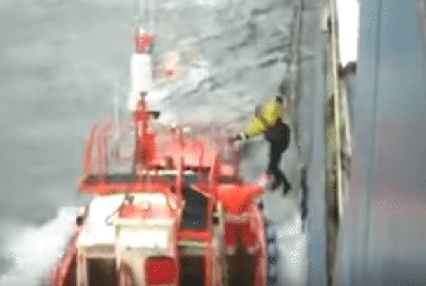 WATCH: Scary Footage Shows Ship Pilot Fall from Ladder