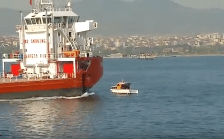 WATCH: Cargo Ship Hits Small Boat in Gulf of Izmit
