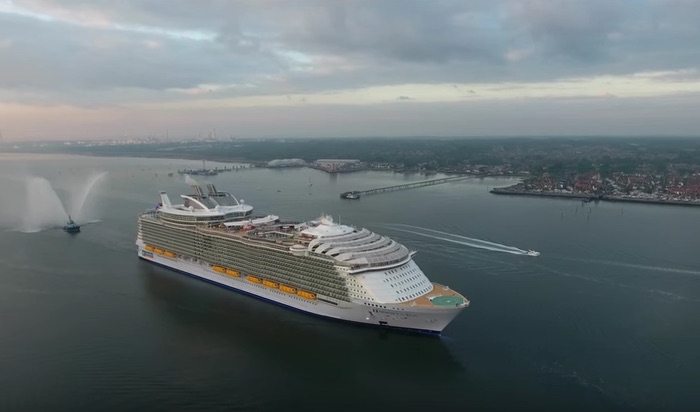 Drone View of World’s Largest Cruise ship – Harmony of the Seas