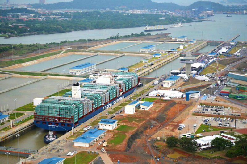 The MV Cosco Shipping Panama makes the inaugural transit through the expanded Panama Canal, June 26, 2016. Photo: Panama Canal Authority