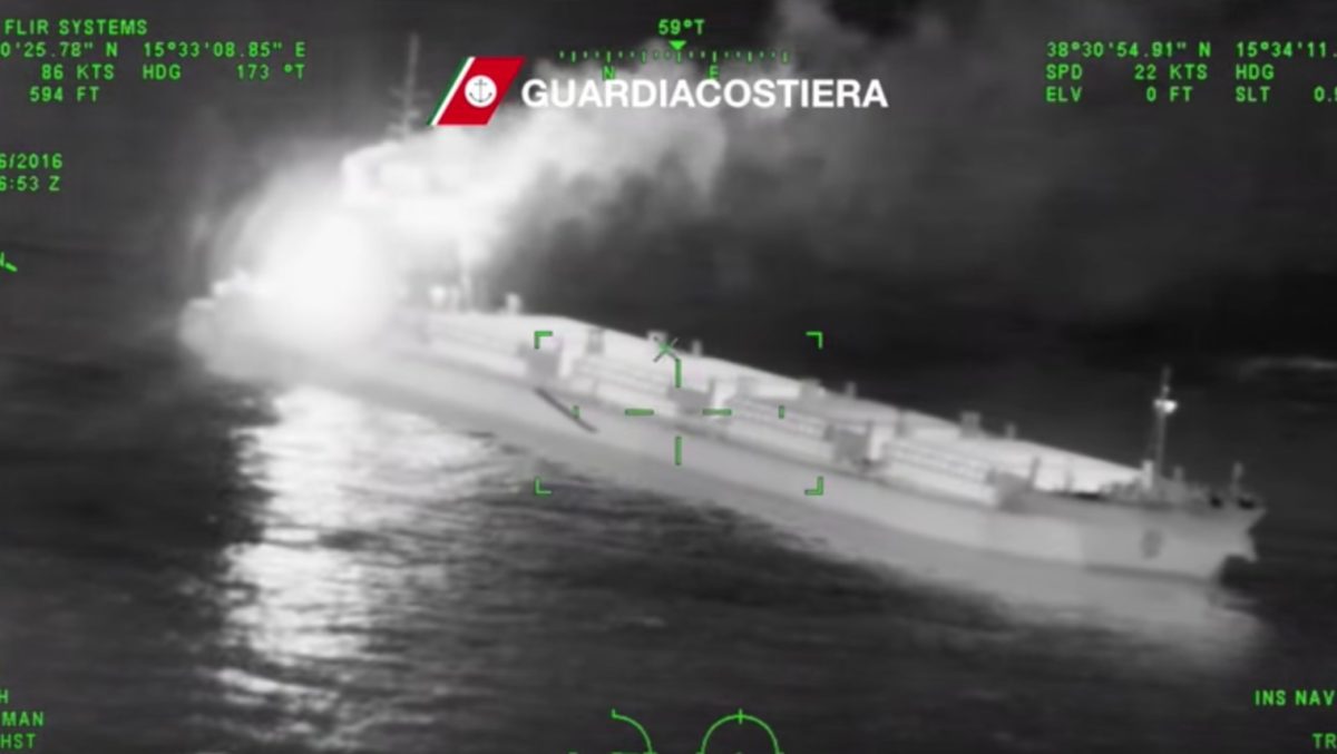 WATCH: Fire Engulfs Tug and Barge Off Italy