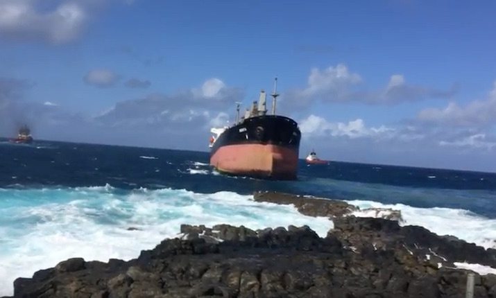 WATCH: Tugs Pull Grounded MV Benita From Mauritius Coast