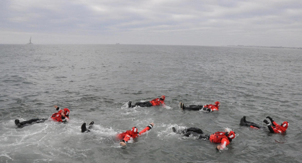 USCG Crew Survival, Practice Training At Sea