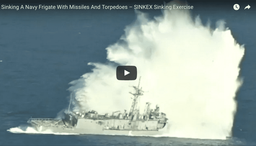 Watch: Decommissioned Navy Ship Gets Bombarded with Missiles And Torpedoes in Live Fire Sinking Exercise