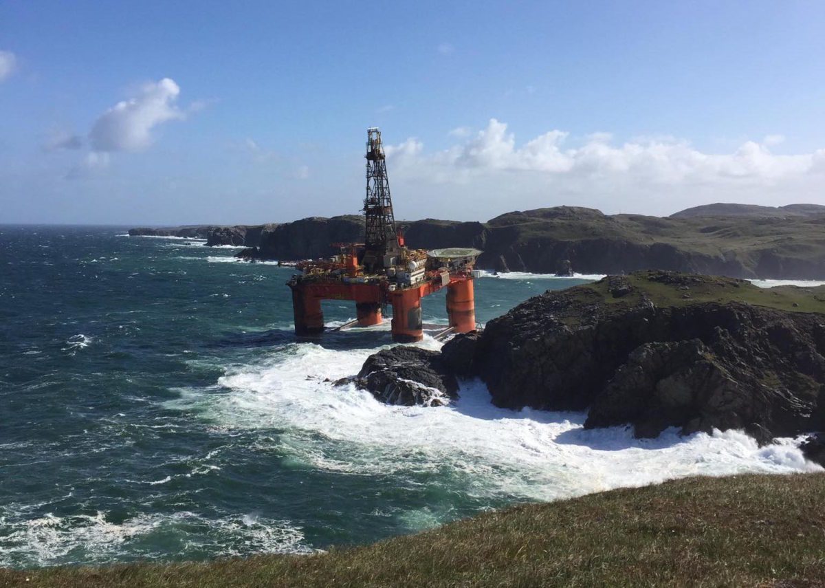 Salvage Team Preparing to Board Grounded Drilling Rig in Scotland