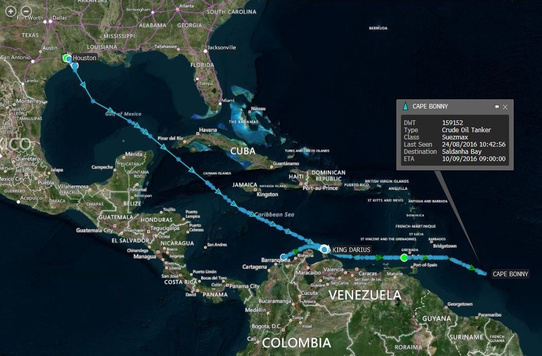 US Crude Export Caribbean Map