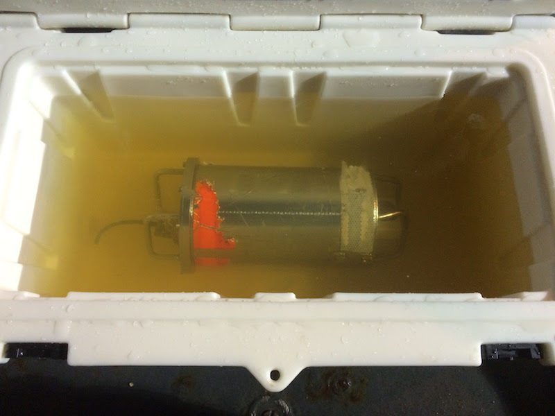 The El Faro voyage data recorder in a fresh water bath aboard the USNS Apache. Photo: NTSB