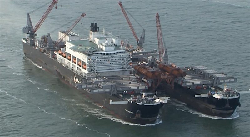 pioneering spirit departs rotterdam