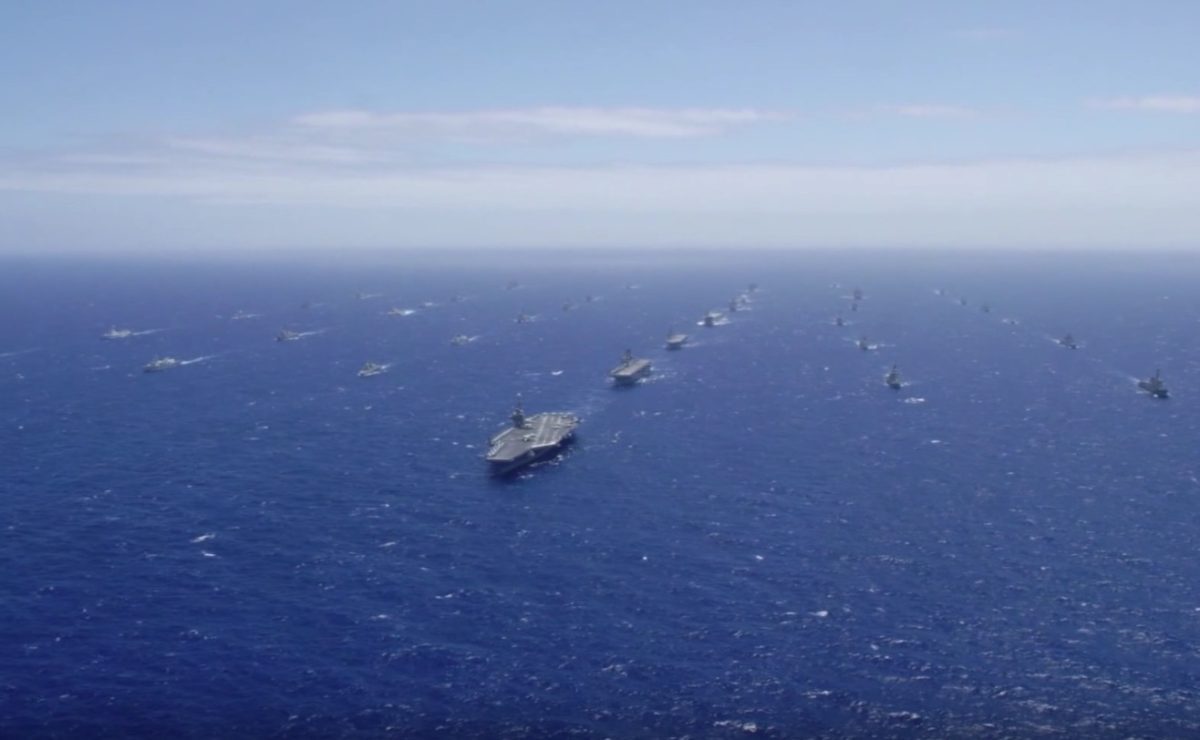 Watch: Forty Ships and Submarines Sail in Close Formation