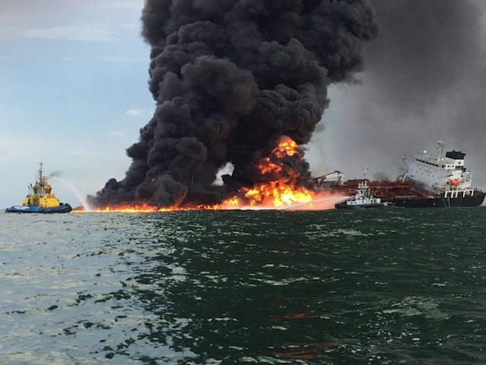 Watch: Fire Fighting Crews Battle PEMEX Tanker Blaze in Gulf of Mexico