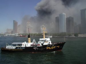 The pilot boat New York underway off Lower Manhattan on 9/11