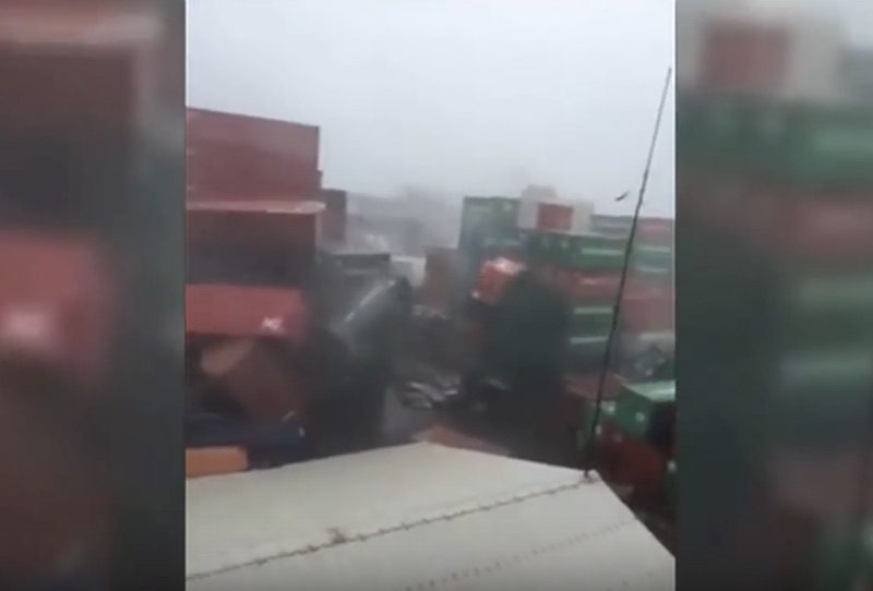 WATCH: Super Typhoon Meranti Topples Shipping Containers Like a House of Cards