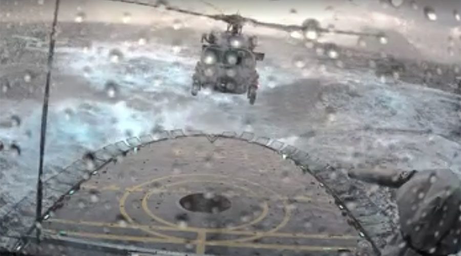 WATCH: Insane Helicopter Landing on Ship in North Atlantic Storm