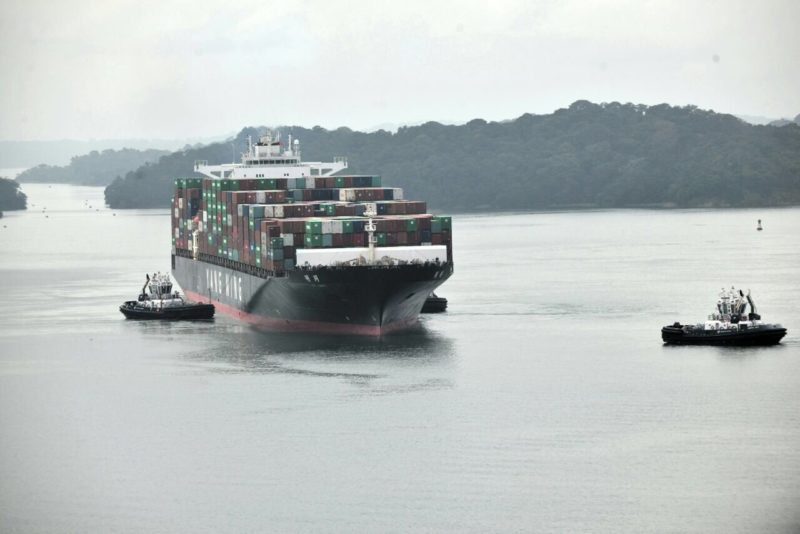 The 8,500 teu YM Unity during its northbound transit of the Panama Canal, Wednesday, December 14, 2016. Photo: Panama Canal Authority