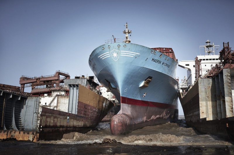 The former Maersk Wyoming at the Shree Ram yard in Alang, India. Photo courtesy Maersk