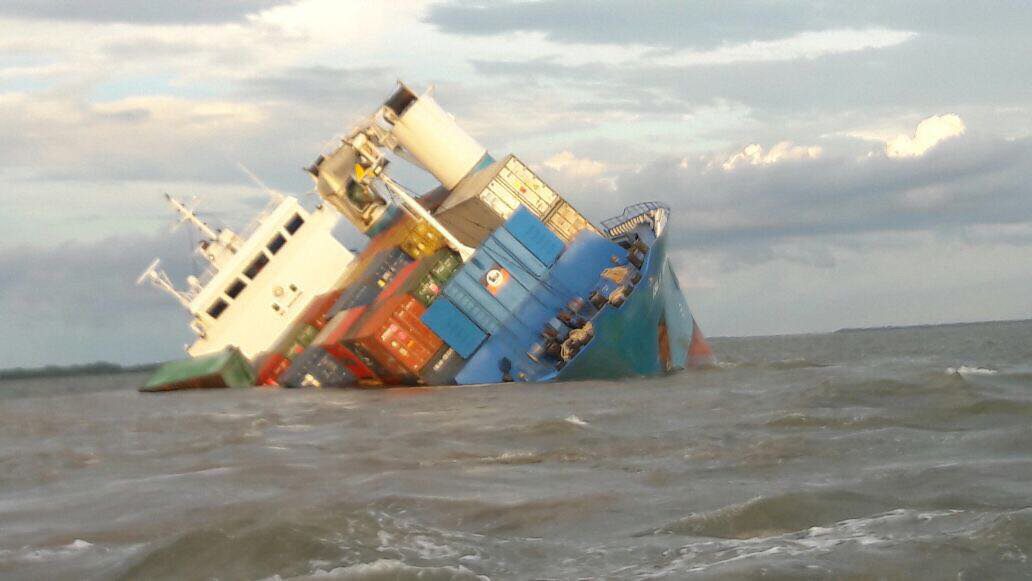 Cargo Ship Partially Sinks Off Ecuador