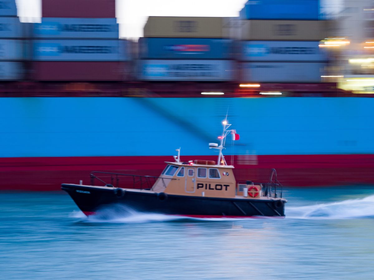 Miami Pilot Boat Underway With Maersk Kentucky