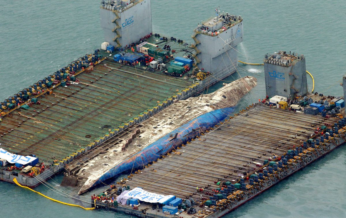 Photos Sunken Sewol Ferry Raised Three Years After Disaster Gcaptain