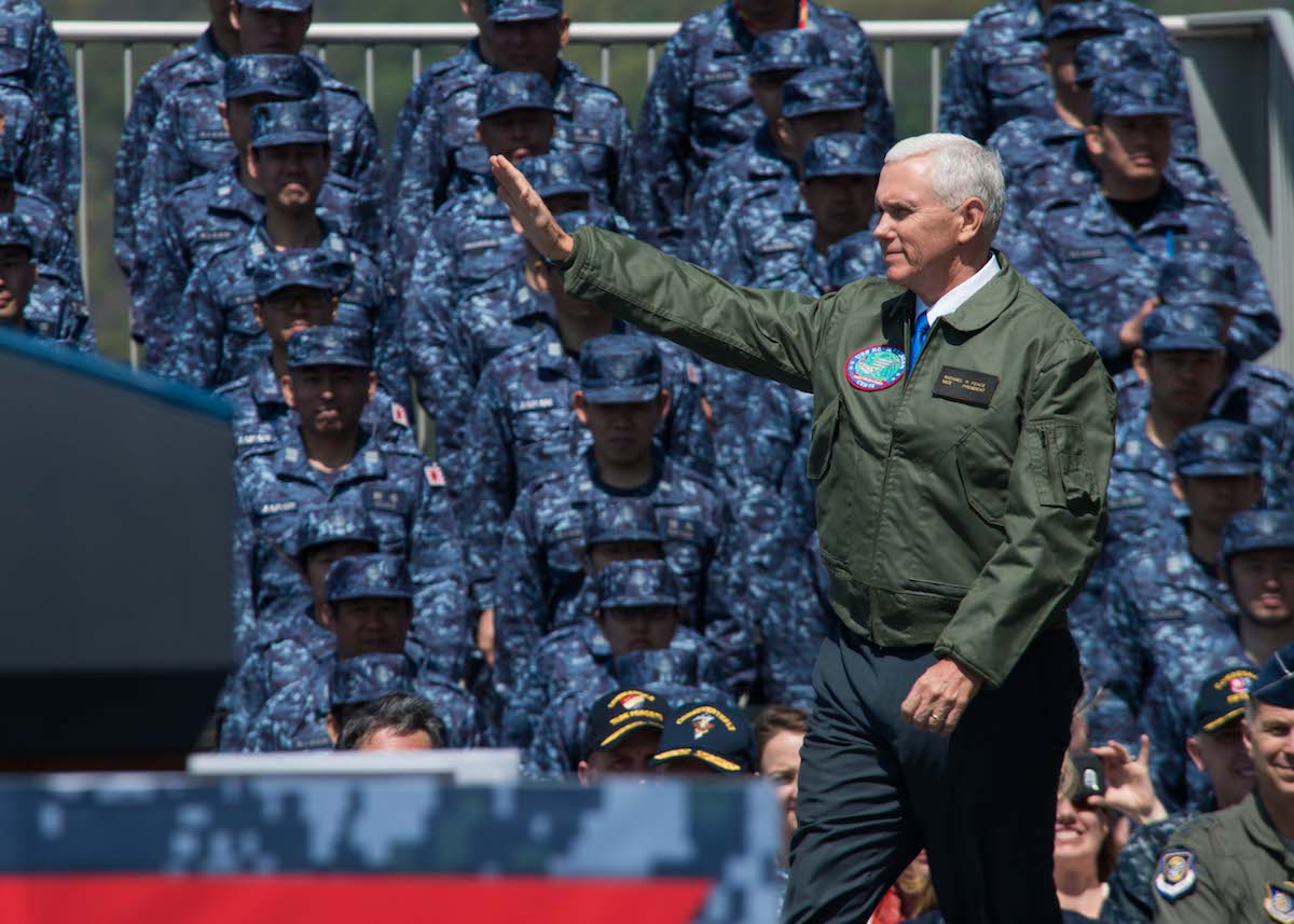 pence visits aircraft carrier