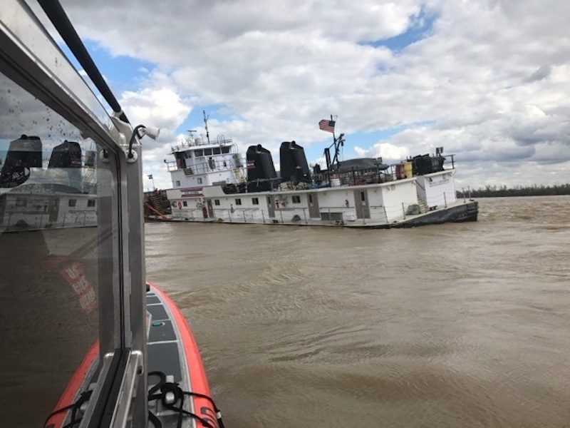 Towing Vessel Pinned to Dam and Taking on Water on Ohio River