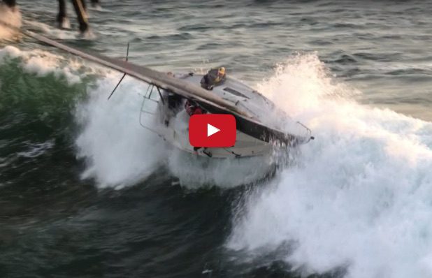 Scary Video: Disabled Sailboat Gets Tossed Into California Pier