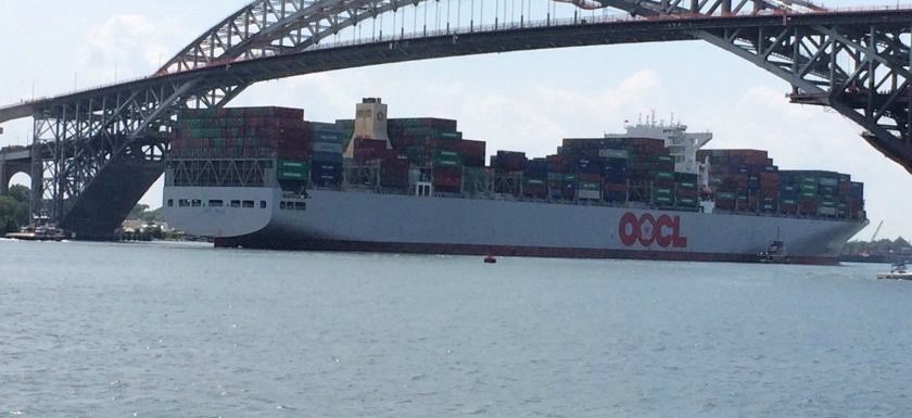 First 13,000 TEU Containership Transits Under New York and New Jersey’s Raised Bayonne Bridge