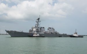 USS John S McCain arrives in singapore
