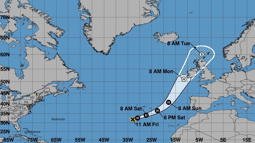 Ophelia May Become Ireland’s Strongest Storm Since 1961
