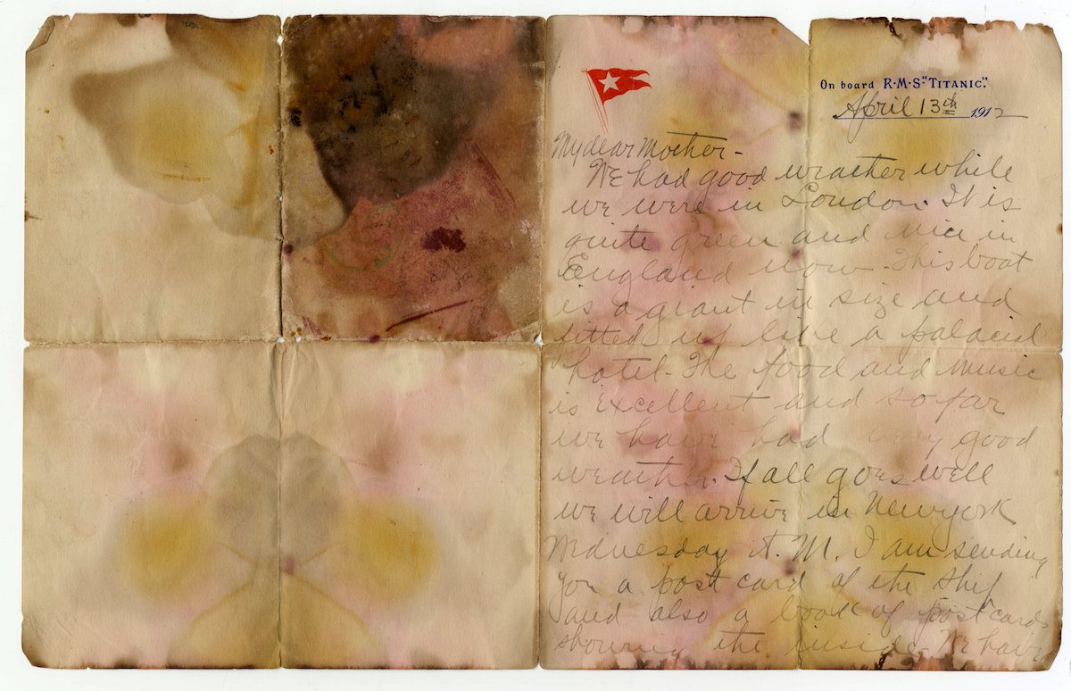 Titanic Victim’s Letter Sells for Record $166,000