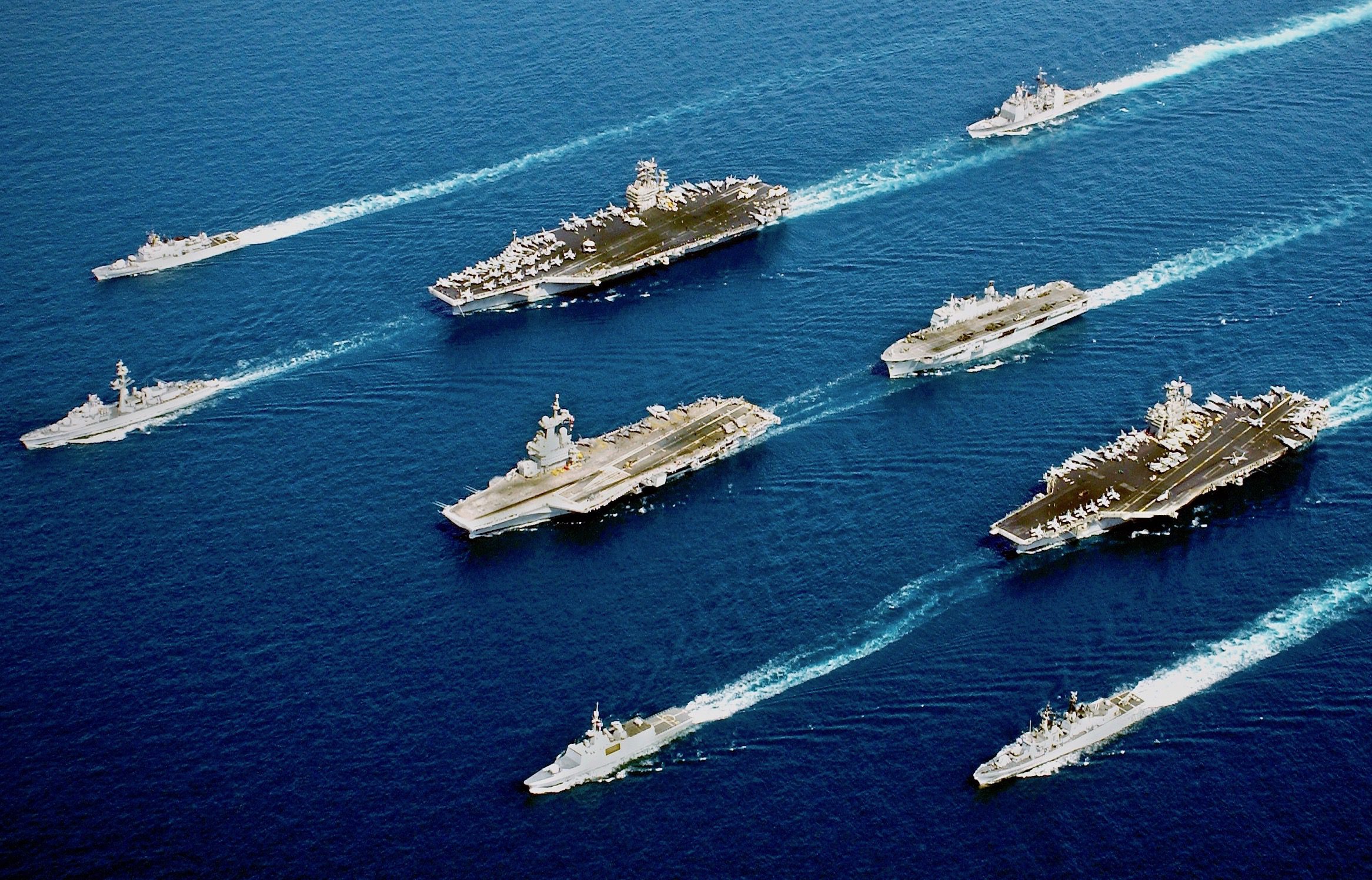 Navy Aircraft Carriers Underway in Formation