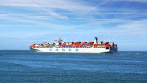 cosco containership off Rotterdam