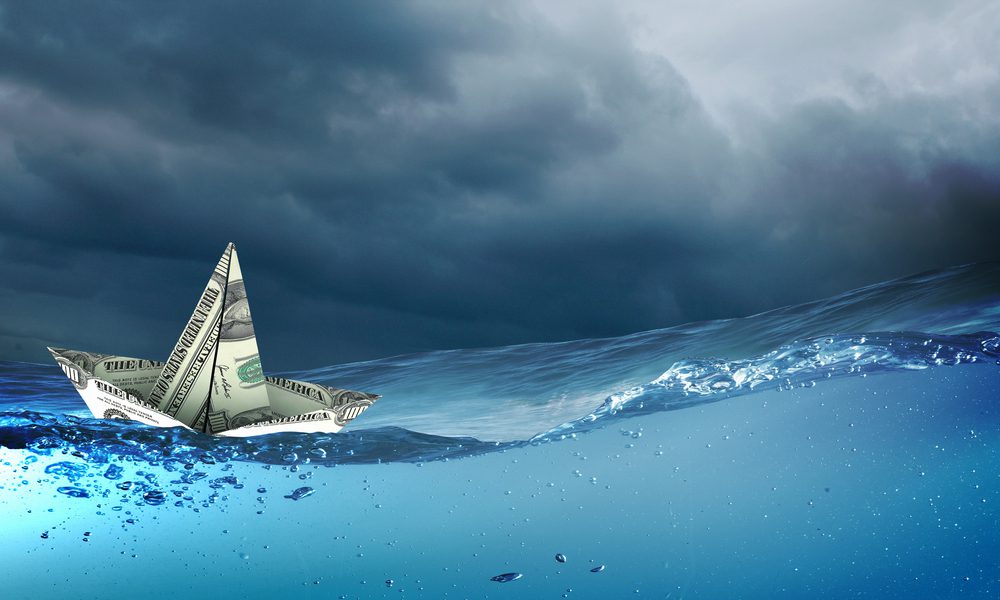 Paper Money Ship In Storm