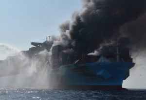 First Photos Show Fire on Maersk Ship | Hope Fading for Missing Crew ...