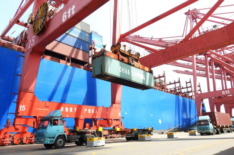 container loading onto ship