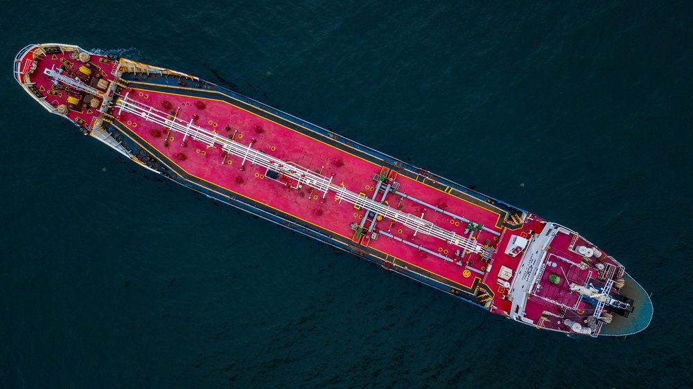 Drone Photo Of A Product Tanker carrying Gasoline.