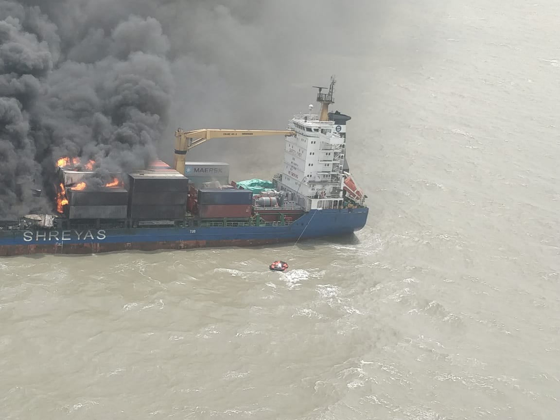 Containership Abandoned in Bay of Bengal Due to Major Fire