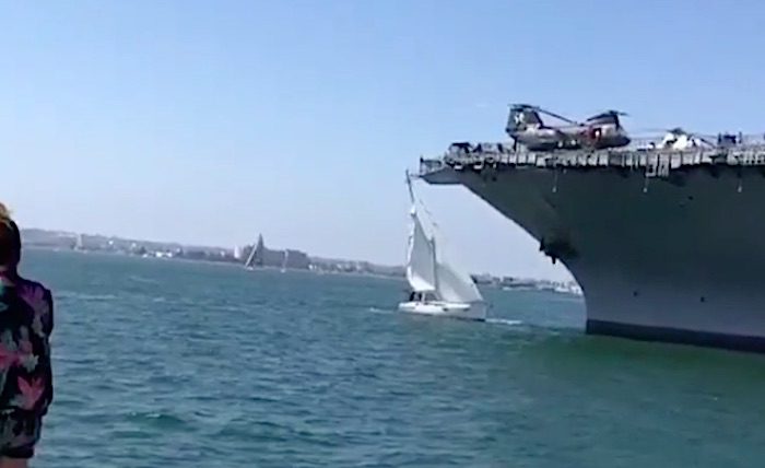 Watch: Sailboat Loses Mast After Hitting USS Midway in San Diego