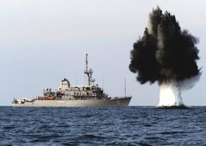 mine explosion near countermeasures ship USS Scout