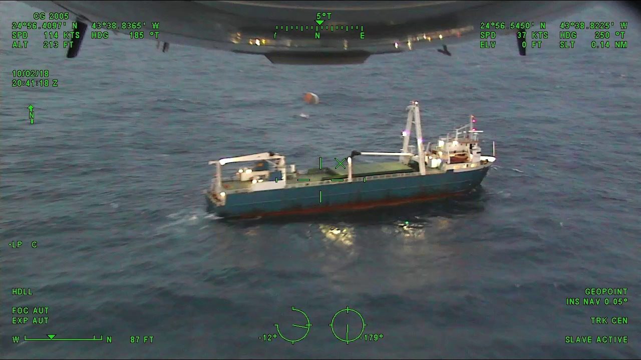 U.S. Coast Guard Rescues 10 from Disabled Cargo Ship in Atlantic Ocean