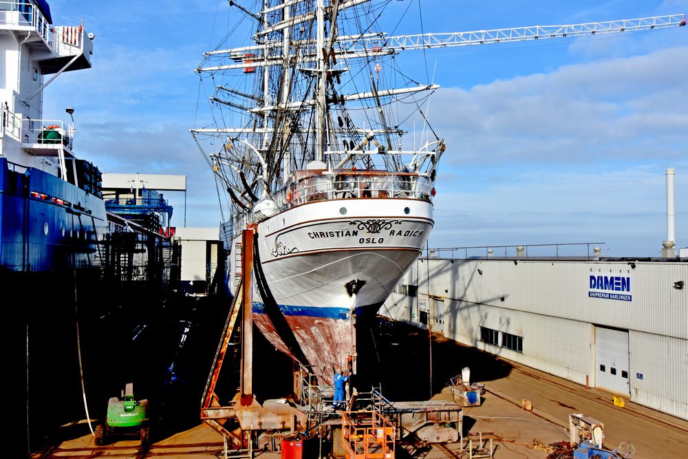 Tall Ship Christian Radich Completes Dry Dock Work at Damen Shiprepair Harlingen