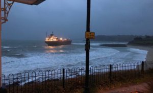 russian cargo ship aground off cornwall