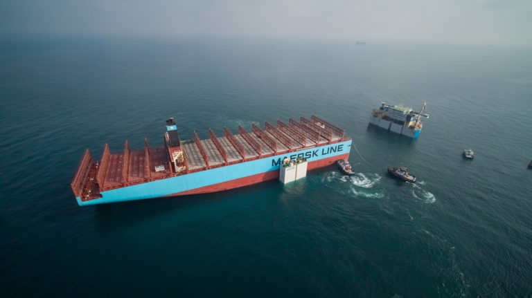 Photos: Cut Up Maersk Honam Heads to South Korea for Rebuild