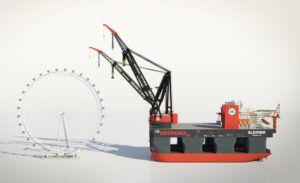 An illustration showing the size of Sleipnir vessl compared to the London Eye