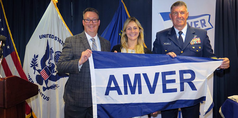 RESOLVE PIONEER Receives AMVER Award from USCG Commandant Schultz