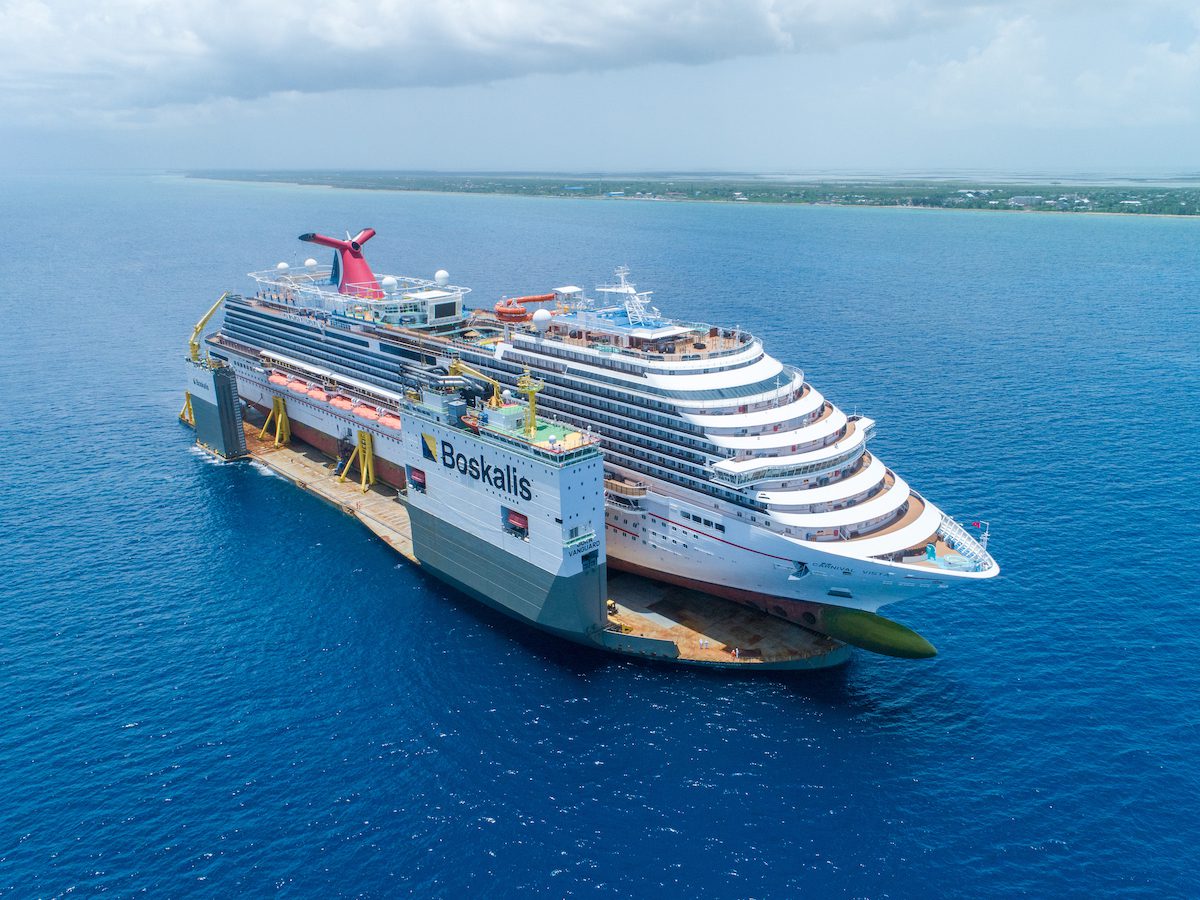 Photos: BOKA Vanguard Loads Carnival Cruise Ship for Dry Docking