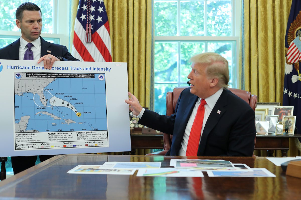 Trump Shares Altered National Weather Service Forecast Map of Hurricane Dorian