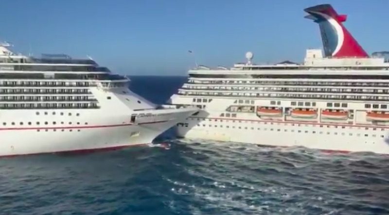 Watch: Carnival Cruise Ships Collide in Mexico