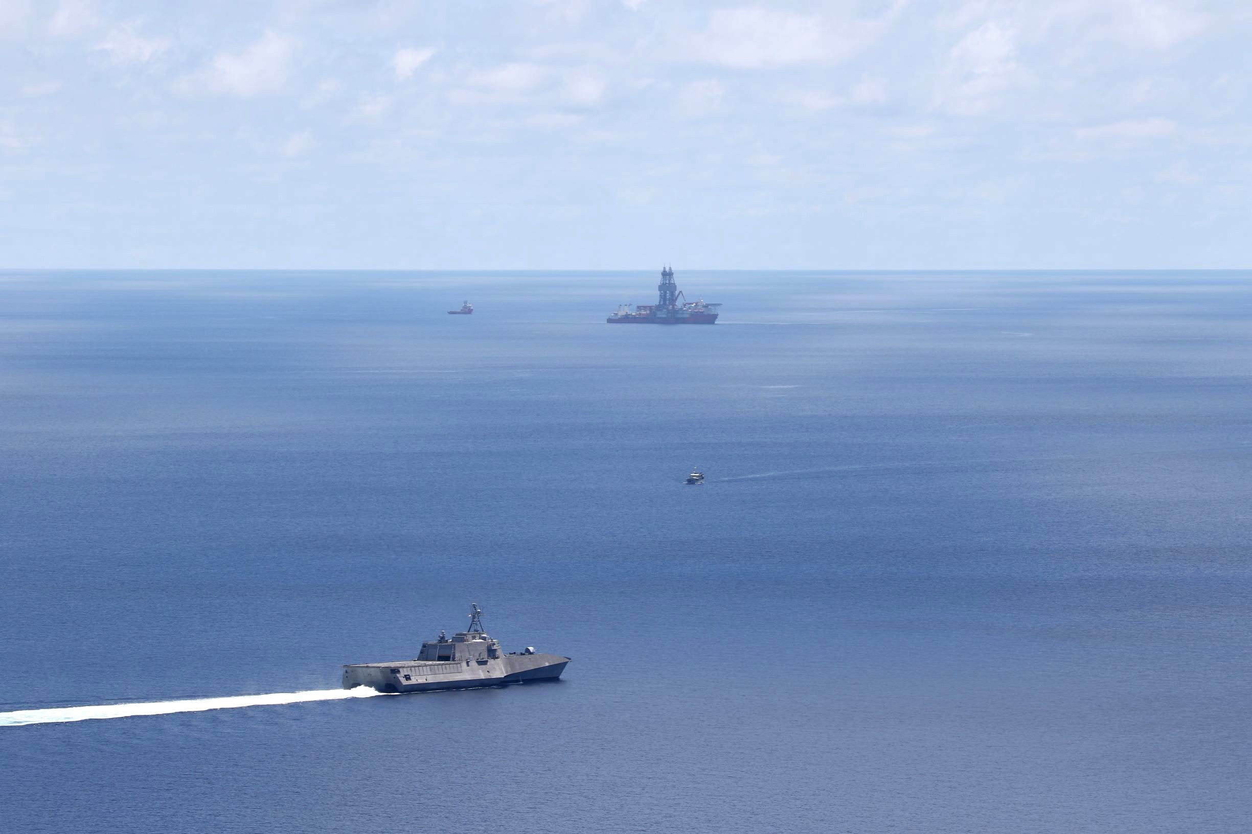 Drillship West Capella with US Naval Escort
