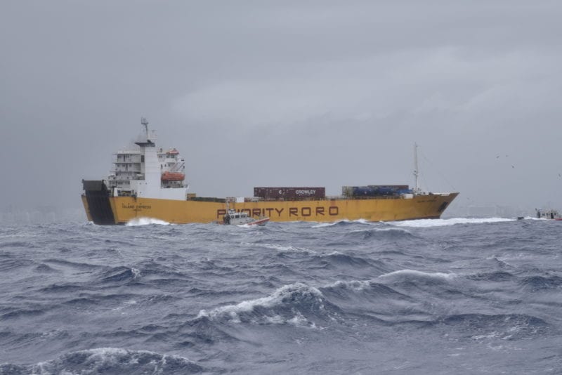 Coast Guard Escorts Ro-Ro Taking on Water Back to Puerto Rico